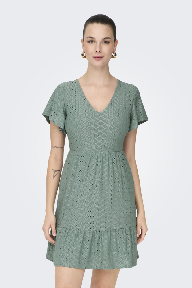 ONLSANDRA S/S V-NECK DRESS JRS NOOS 15289687 CHINOIS GREEN